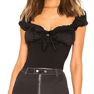 Black off the shoulder corset body suit